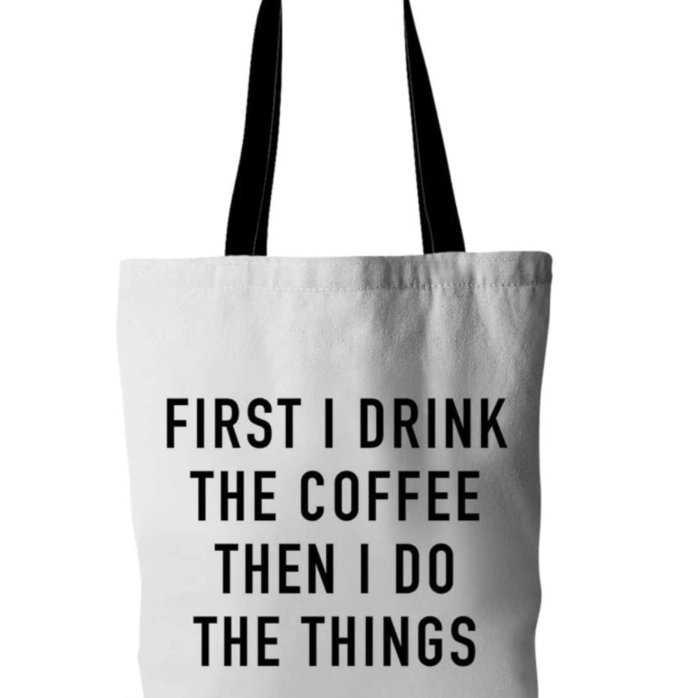 Tote Bag Letter Graphic Shoulder white New